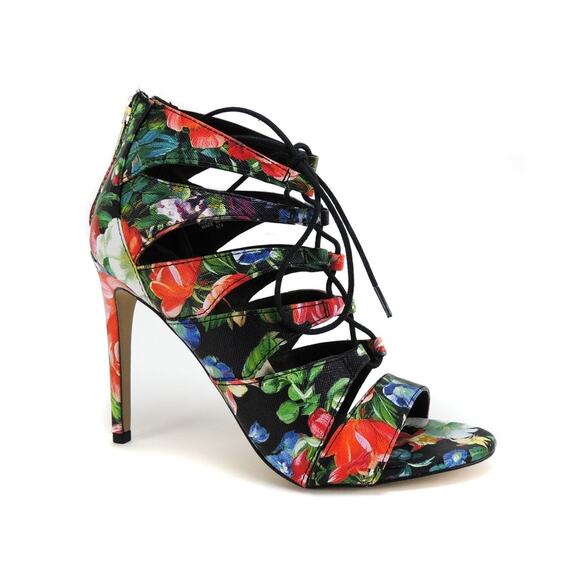Steve Madden Madden Girl Raceyyy Ghillie Colorful Floral Caged Heels 7.5 - Picture 1 of 8